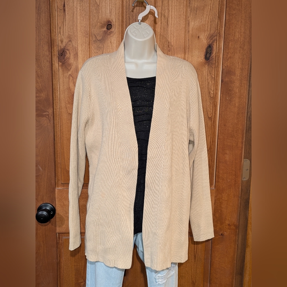 Liz Claiborne Cream Open-Front Cardigan Sweater - Picture 1 of 6